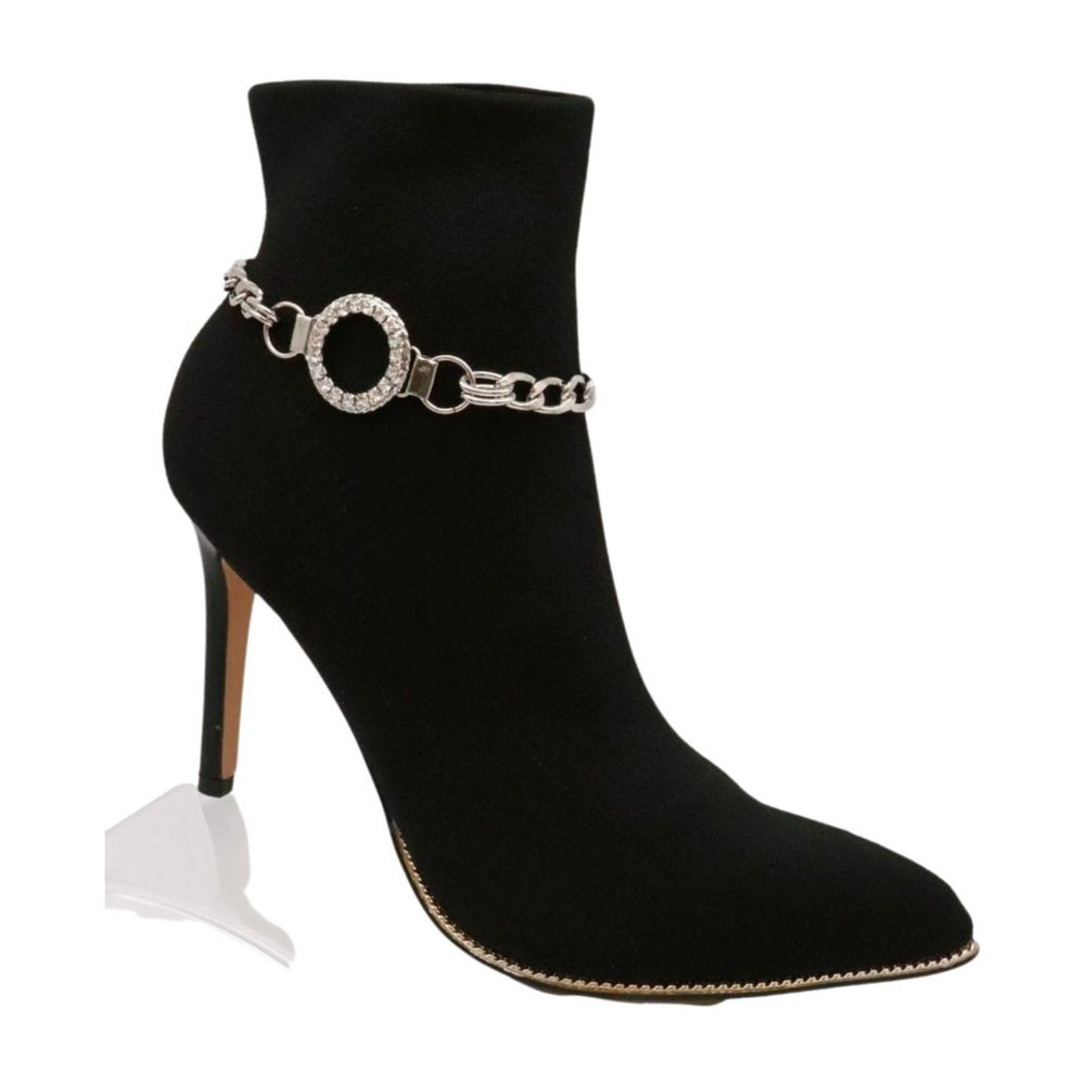 Women Silver Metal Boot Chain Bracelet Shoe Bling Circle Charm Fashion Anklet